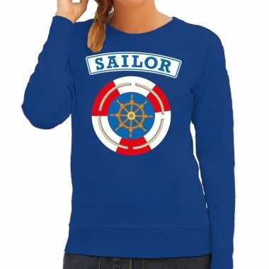 Carnavalskleding zeeman/sailor verkleed trui blauw dames online