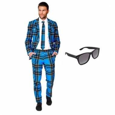 Scarnavalskleding heren schotse print pak (xl) gratis zonnebril onli