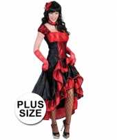 Carnavalskleding grote maat rood zwarte saloon jurk online