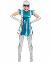 Carnavalskleding space jurkje blauw zilver dames online