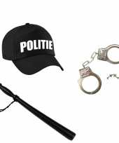 Carnavalskleding verkleed politie agent pet cap zwart knuppel handboeien baby online