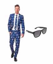 Scarnavalskleding amerikaanse vlag print heren pak l gratis zonnebril online